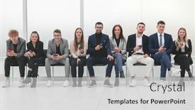  Presentation with diverse business people - PPT layouts having group-of-diverse-young-business background and a light gray colored foreground