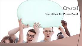  Presentation with diverse business people - Colorful presentation theme enhanced with group-of-diverse-young-business backdrop and a cool aqua colored foreground