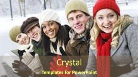  Presentation with friends - PPT layouts featuring group of diverse young friends waving hello outdoors in winter background and a violet colored foreground