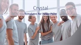 Presentation with group - Cool new theme with group-of-diverse-young-men backdrop and a sky blue colored foreground