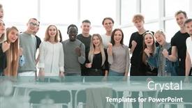  Presentation with diverse people - Cool new slide set with group-of-diverse-young-people backdrop and a seafoam green colored foreground