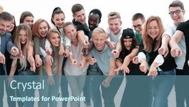  Presentation with diverse people - Beautiful slides featuring group-of-diverse-young-people backdrop and a ocean colored foreground