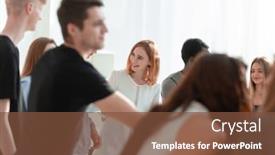  Presentation with diverse people - Slides enhanced with group-of-diverse-young-people background and a tawny brown colored foreground