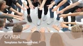  Presentation with diverse people - Slides having group-of-diverse-young-people background and a coral colored foreground