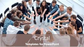  Presentation with diverse people - Beautiful theme featuring group-of-diverse-young-people backdrop and a coral colored foreground