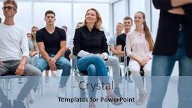  Presentation with diverse people - PPT theme enhanced with group-of-diverse-young-people background and a light blue colored foreground