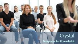  Presentation with diverse people - Amazing slides having group-of-diverse-young-people backdrop and a ocean colored foreground