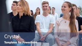  Presentation with diverse people - Colorful presentation enhanced with group-of-diverse-young-people backdrop and a ocean colored foreground