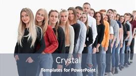  Presentation with diverse people - PPT theme enhanced with group-of-diverse-young-people background and a ocean colored foreground