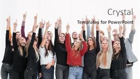  Presentation with diverse people - Cool new PPT layouts with group-of-diverse-young-people backdrop and a white colored foreground