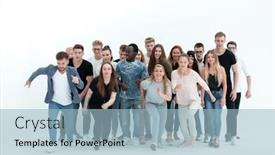  Presentation with diverse people - Presentation theme with group-of-diverse-young-people background and a light blue colored foreground