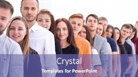  Presentation with diverse people - Colorful PPT theme enhanced with group-of-diverse-young-people backdrop and a ocean colored foreground