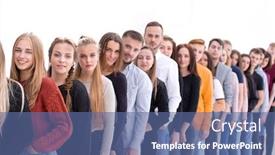  Presentation with diverse people - Beautiful presentation theme featuring group-of-diverse-young-people backdrop and a ocean colored foreground