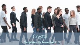  Presentation with diverse people - Beautiful presentation design featuring group-of-diverse-young-people backdrop and a ocean colored foreground