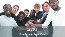  Presentation with diverse people - Audience pleasing presentation design consisting of group-of-diverse-young-people backdrop and a gray colored foreground