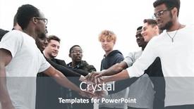  Presentation with people unity - Presentation theme featuring group-of-diverse-young-people background and a gray colored foreground