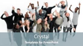  Presentation with diverse people - Beautiful presentation theme featuring group-of-diverse-young-people backdrop and a seafoam green colored foreground