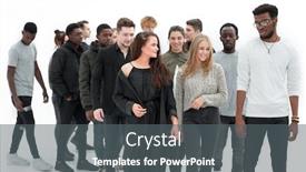 Presentation with diverse people - Audience pleasing presentation theme consisting of group-of-diverse-young-people backdrop and a gray colored foreground