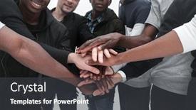  Presentation with people unity - Amazing presentation theme having group-of-diverse-young-people backdrop and a dark gray colored foreground