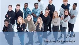  Presentation with diverse people - Audience pleasing slide set consisting of group-of-diverse-young-people backdrop and a teal colored foreground