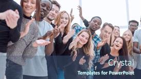  Presentation with diverse people - PPT theme having group-of-diverse-young-people background and a ocean colored foreground