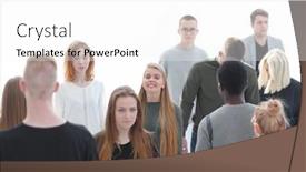  Presentation with diverse people - Amazing slide set having group-of-diverse-young-people backdrop and a white colored foreground