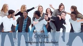  Presentation with diverse people - Slide set with group-of-diverse-young-people background and a teal colored foreground