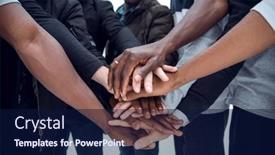 Presentation with people unity - Cool new presentation theme with group-of-diverse-young-people backdrop and a navy blue colored foreground