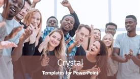  Presentation with diverse people - Audience pleasing presentation consisting of group-of-diverse-young-people backdrop and a violet colored foreground