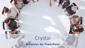  Presentation with diverse people - Colorful presentation theme enhanced with group-of-diverse-young-people backdrop and a sky blue colored foreground