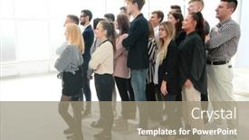  Presentation with diverse people - PPT theme with group-of-diverse-young-people background and a coral colored foreground