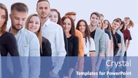  Presentation with diverse people - Colorful PPT theme enhanced with group-of-diverse-young-people backdrop and a teal colored foreground