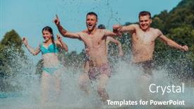  Presentation with diverse people - PPT theme with group-of-diverse-young-people background and a gray colored foreground