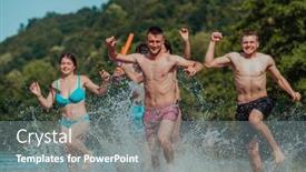  Presentation with water river - PPT theme consisting of group-of-diverse-young-people background and a gray colored foreground