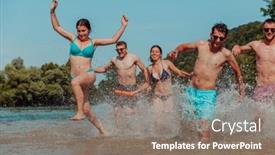  Presentation with water river - PPT theme enhanced with group-of-diverse-young-people background and a gray colored foreground