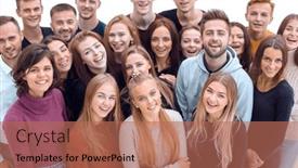  Presentation with diverse people - PPT theme enhanced with group-of-diverse-young-people background and a coral colored foreground