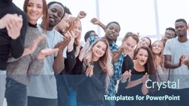  Presentation with diverse people - Slides consisting of group-of-diverse-young-people background and a ocean colored foreground