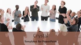  Presentation with diverse people - Presentation theme featuring group-of-diverse-young-people background and a violet colored foreground