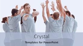  Presentation with people unity - Slide set enhanced with group-of-diverse-young-people background and a light blue colored foreground