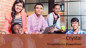  Presentation with college diversity - Theme with group of diversity college students background and a red colored foreground