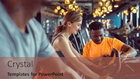  Presentation with diversity - Theme with group-of-diversity-friends-exercising background and a red colored foreground