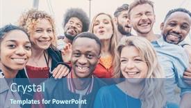  Presentation with diversity - Colorful slides enhanced with group-of-diversity-people-looking backdrop and a ocean colored foreground