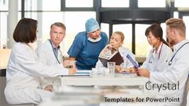  Presentation with nurse team - Amazing PPT layouts having group-of-doctors-and-nurse backdrop and a soft green colored foreground