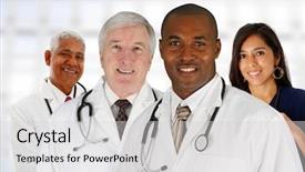  Presentation with nurses - Colorful presentation theme enhanced with group of doctors and nurses backdrop and a light gray colored foreground