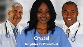  Presentation with nurses - Amazing slide deck having group of doctors and nurses backdrop and a  colored foreground