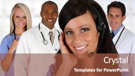  Presentation with nurses - Beautiful theme featuring group of doctors and nurses backdrop and a  colored foreground