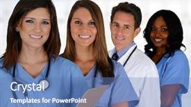  Presentation with icu nurse hospital patients - Amazing slide set having group of doctors and nurses backdrop and a teal colored foreground