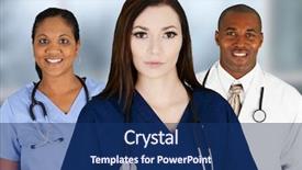  Presentation with icu nurse hospital patients - Colorful presentation design enhanced with group of doctors and nurses set in a hospital backdrop and a navy blue colored foreground