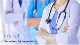  Presentation with emergency department - Audience pleasing slide set consisting of group-of-doctors-and-nurses backdrop and a sky blue colored foreground