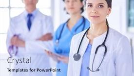  Presentation with emergency department - Beautiful presentation theme featuring group-of-doctors-and-nurses backdrop and a light blue colored foreground